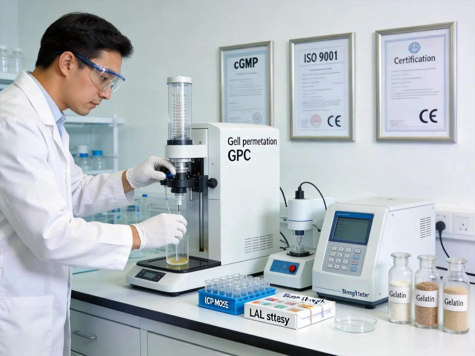 Pharma grade gelatin QC testing in accredited laboratory