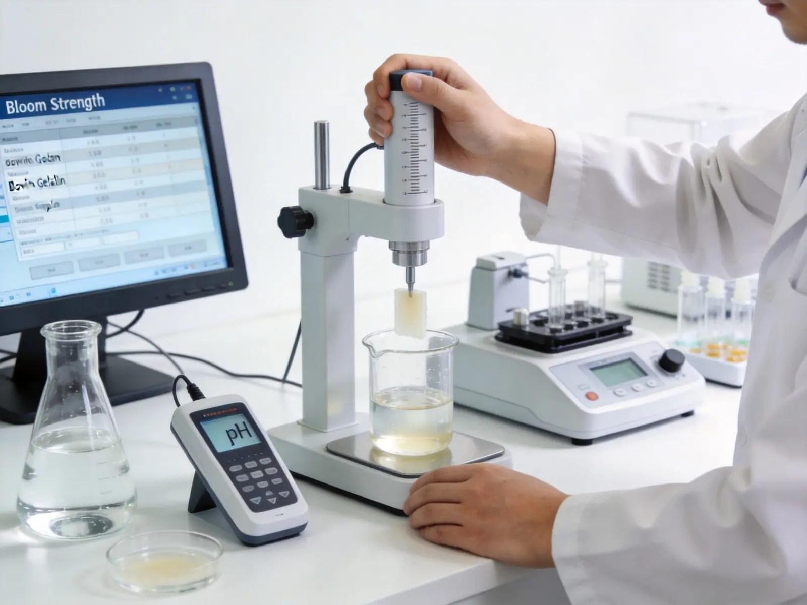 Laboratory testing of bovine gelatin bloom strength for quality validation