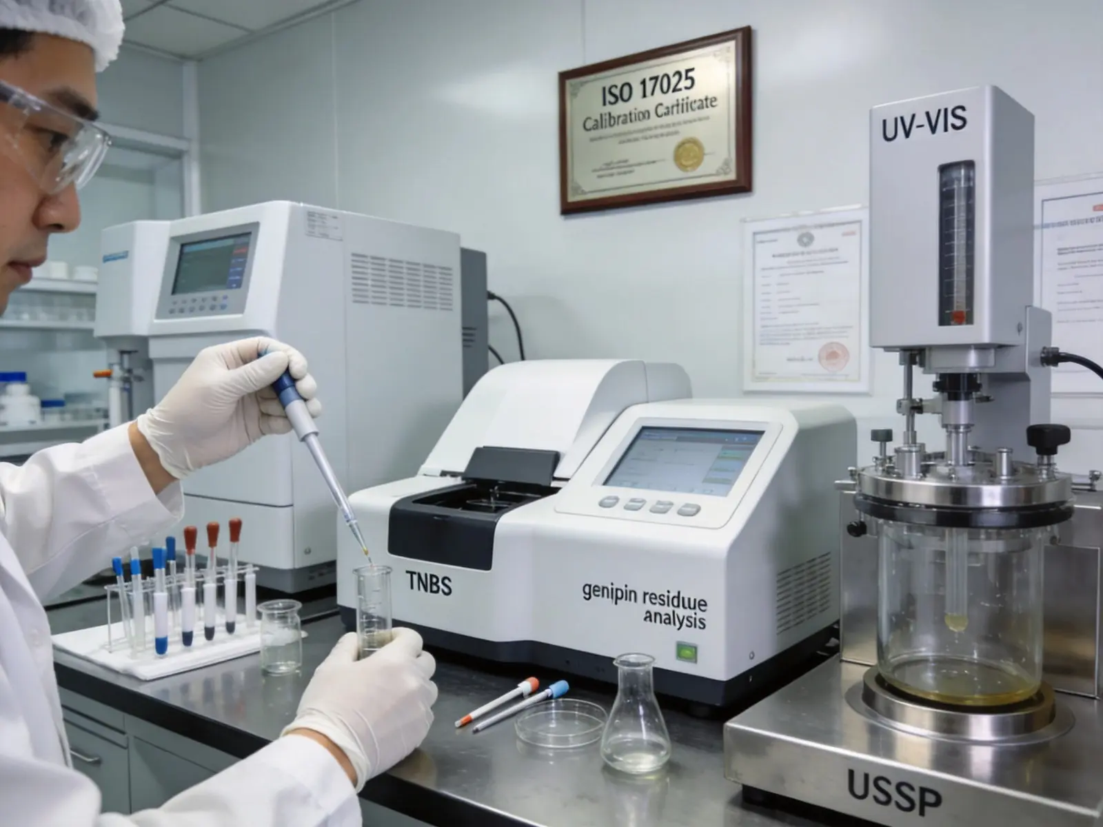 pharma grade gelatin cross-linking degree quality control testing